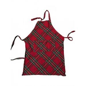 Sur La Table Cozy Red Plaid Kitchen Apron with Adjustable Neck Strap (Adult)